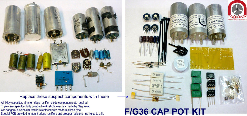 Electronic capacitor, trimmer & rectifier overhaul kit for Revox 36 series
