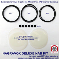 Deluxe NAB hub adapter overhaul kit with reel spacers