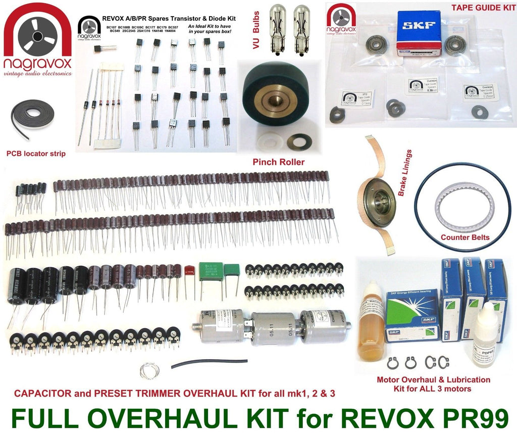 Revox Studer Tape Machines Full MECHANICAL Overhaul Kits A77 A700 B77 PR99  A810