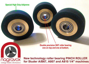 Double roller bearing Pinch Roller for Studer and Revox 1/4" recorders